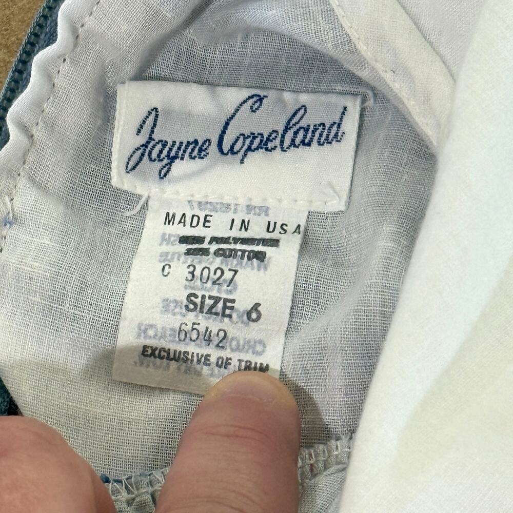 Vintage 90s Jayne Copeland Girls Plaid Dress Size 6 Eyelet Collar Blue Pink - Picture 3 of 11